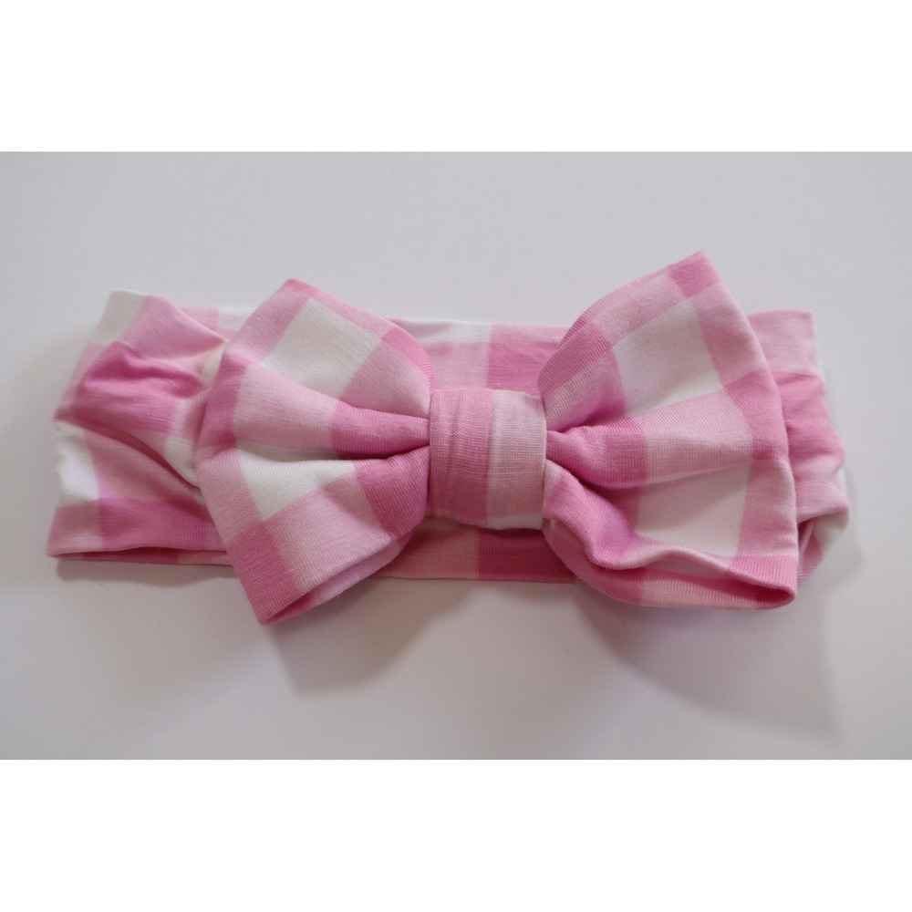 Little Sleepies Pink Gingham Bow Headband NB-3T